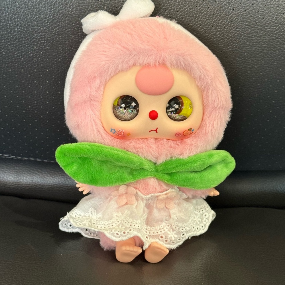 Baby Three Peach Ballerina Plush Doll with Silver Glitter Eyes